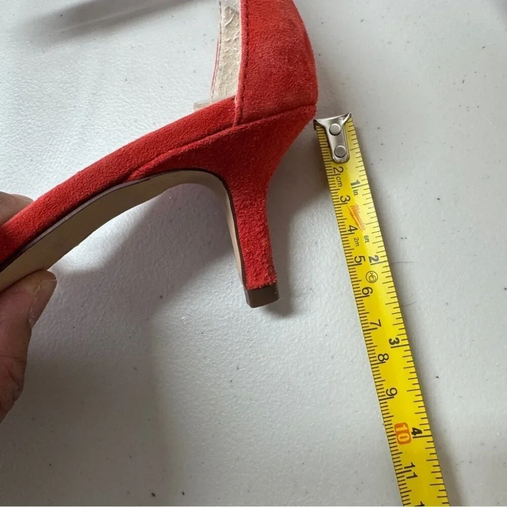 Enzo Angiolini Women’s Red Ankle Strap Open Toe Heels Size 7 1/2B Formal Party